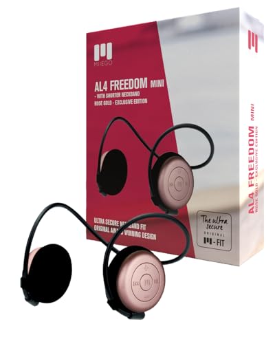 MIIEGO AL4 Freedom MINI Bluetooth Kopfhörer - Kurzer Nackenbügel & Sichere Passform - Kabellos & Wasserfest - Klarer Sound & Langer Akku - Rose Gold