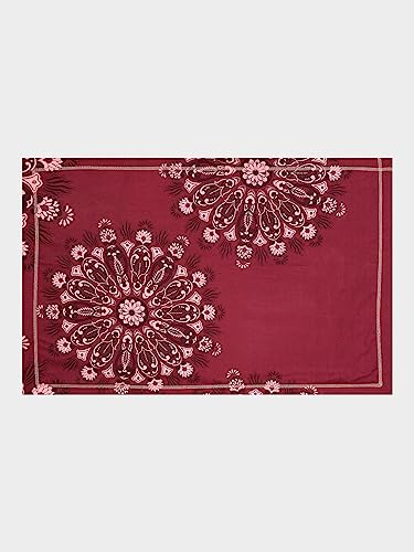 Image of Floral Design Zig Zag Stitching King Size Set of 2 Glace Cotton Pillow Covers /Pillow Case-20 x 30 Inches, 50 cm x 75 cm