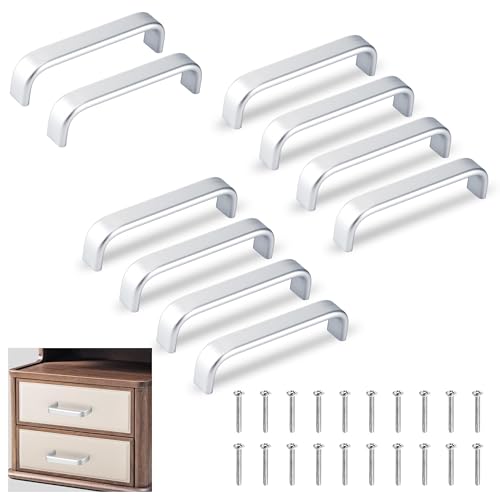 Songella Poignée de Tiroir Carré Poignet de Porte Aluminium Poignee de Meuble avec Vis pour Décoration Porte Meuble Tiroir Armoire Placard 96mm 10 Pièces