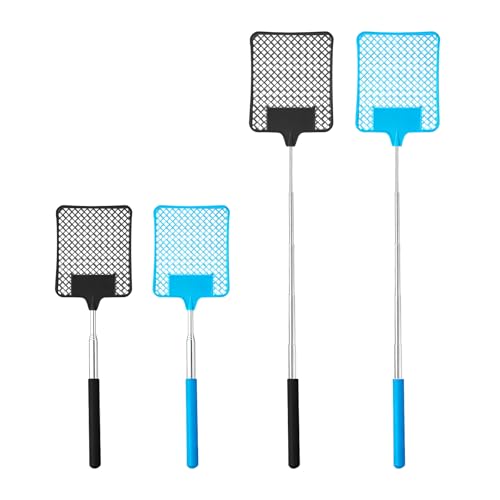 4 matamoscas extensibles, manuales matamoscas con mango telescópico de acero inoxidable para repeler moscas, avispas, mosquitos y otros insectos
