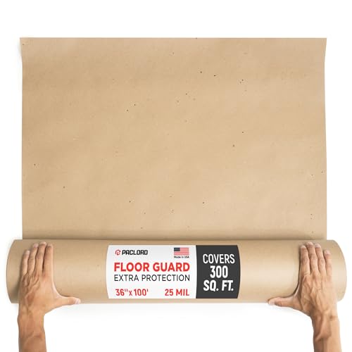 Image of Floor Protection Paper 36 inch x 100' Floor Protector Cover Roll, 25 Mil Extra Heavy-Duty Surface Protection Film, 300 Sq Ft, 3.5X Stronger Than Builder's Paper for Construction, Remodeling & Painting