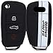 Produktbild kwmobile Autoschlüssel Hülle kompatibel mit Audi 3-Tasten Klappschlüssel - Silikon Schutzhülle Schlüsselhülle Cover Racing Rally Streifen Schwarz Weiß Schwarz