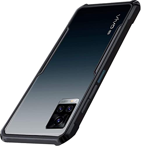 Image of A rtistque Clear Hard Transparent Acrylic Armor Anti-Drop Shockproof TPU Edge Back Cover Case for Vivo V20 - Black
