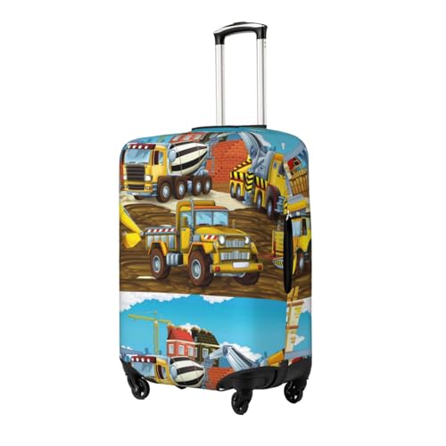 Construction Site Vehicles Luggage Cover Protector Anti-Scratch Washable Fits 18-32 Inch Luggage-X-Large2