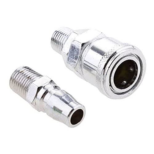 Image of Pneumatic Quick Connector PM20 + SM20 1 /4 BSP Aluminium QRC Air Line Hose Quick Fittings Coupler (Silver)