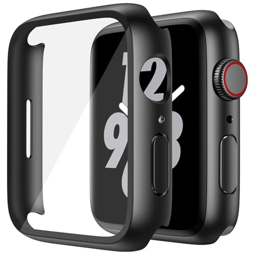 Recata 2 Pieces Hard PC Tempered Glass Screen Protector for Apple Watch Series 11 Series 10 46mm, Ultra-Thin Anti-Drop Scratch Resistant Case for iWatch, Matte Black