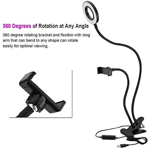 Anillo de luz led dimmable con brazo largo flexible de 360° para vídeos con móvil 5