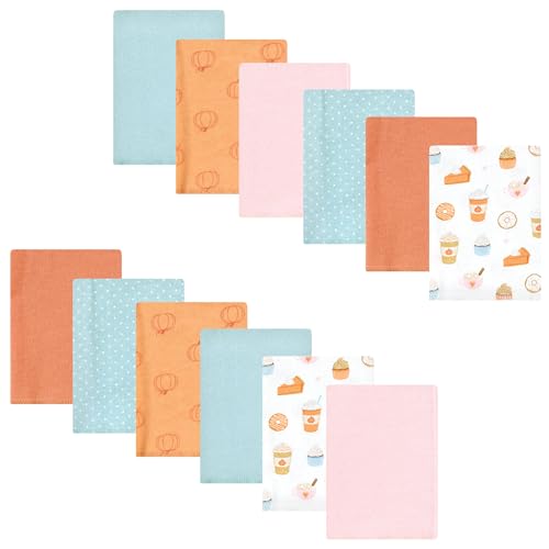 Luvable Friends Hudson Baby Flannel Burp Cloths 12pk, Harvest Pumpkin Spice