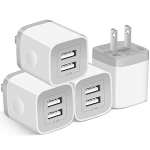 USB Wall Charger,4-Pack 2.1A Dual Port USB Cube Power Adapter Wall Charger Plug Charging Block Cube for iPhone 14/13/12/11/Pro Max/XS/XR/X/8/7/6 Plus, Pad, Samsung, LG, Moto, Android (White)