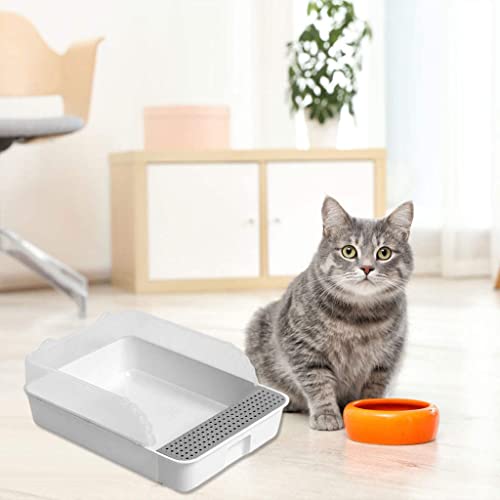 FAKEME Móveis de caixa de areia para gatos, Bandeja de areia semi-fechada para gatos, Compartimento