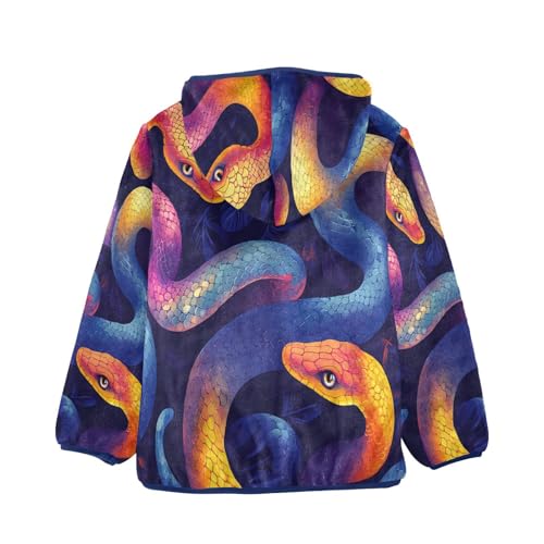 Watercolor Cute Snake Toddler Fleece Jacket Girl Boys Hooded Fleece Jacket Coat Warm Outwear Zip-up 3-10T2