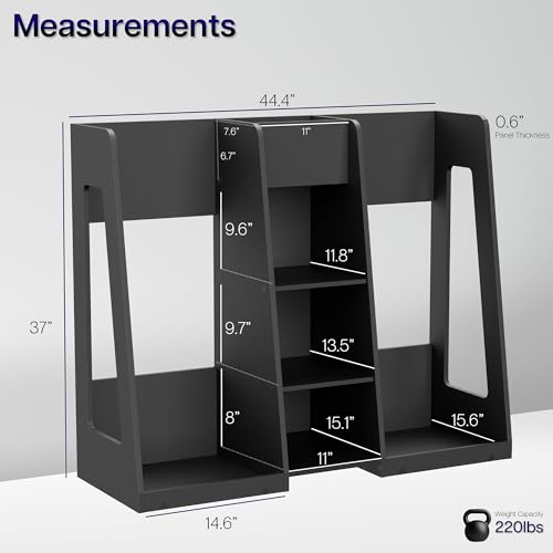 Golf-Bag-Organizer-Storage-Holder-for-Garage-with-2-Side-Compartments-3-Middle-Cubbies-and-More-Black-LF-GBS1