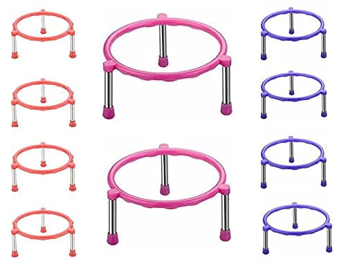 Multicolor Stainless Steel Pot Stand | Tiered Shelf Legs | Single Countertop Ring Matka Stand | Heavy Duty Water Pot Stand for Kitchen & Home - Randam Color - Image 5