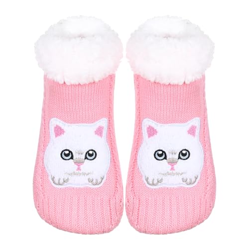 Image of ZYZX Cute Cat Slipper Socks for Women with Grips,Fuzzy Socks Indoor