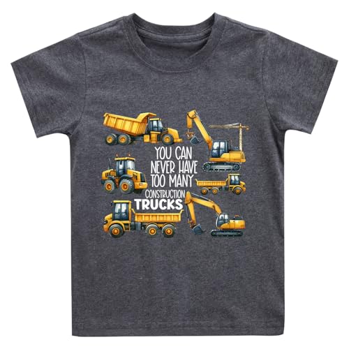 Slurinx Toddler Boys Girls Construction Truck Graphic T-Shirt You Can Never Have Too Many Trucks Tees for Kids 6 Years