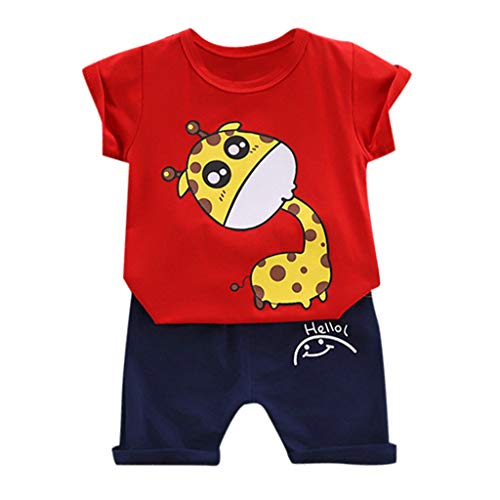 1-3 Anni 2 Pezzi Neonato Abbigliamento Bambino Stampa Giraffa T Shirt + Pantaloncini Abiti Set 6 9 Mesi Vestiti Bambine Ragazzo Estate Elegante Manica Corta Maglietta Completini e Coordinati Sportivi