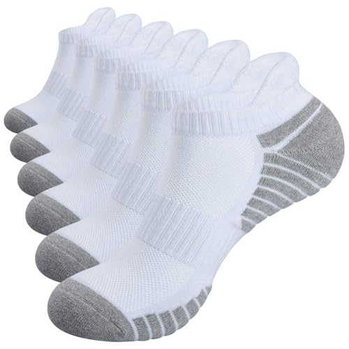 Alaplus Running Socks Cushioned Trainer Socks Anti-Blister Sports Socks Ankle Socks for Men Women Ladies Cotton Low Cut Athletic Socks (6 Pairs)