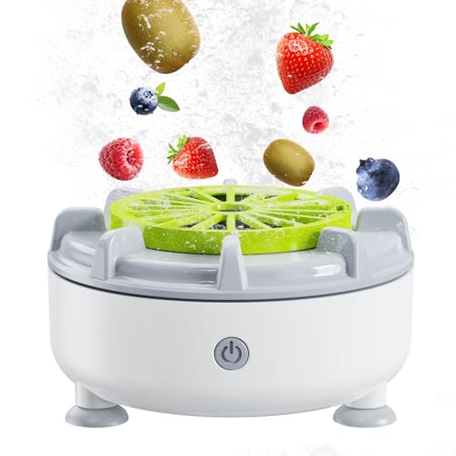 Fruit and Vegetable Washing Machine, Wireless Produce Purifier and Fruit Cleaner Spinner with Hydroxyl Radical Tech, Cleans Residues from Fruits, Meat, Seafood, Rice, Tableware, USB Rechargeable