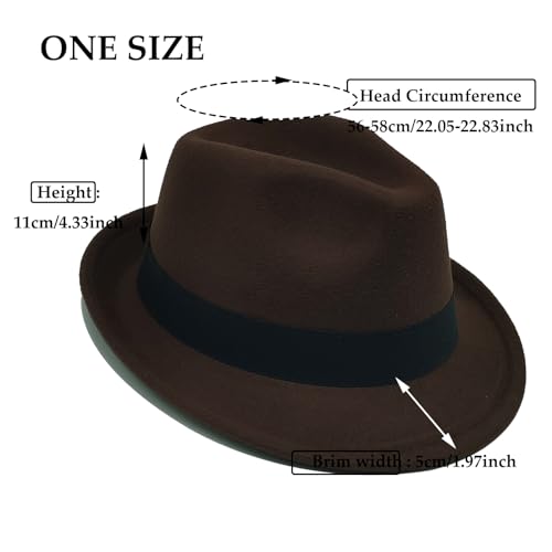 Image of Unisex Trilby Hats Classic Fedora Hats for Women Men Dress Hats Felt Short Brim Fedoras Hat Panama Hat with Band