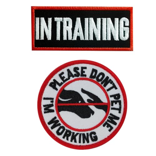 SIRLOMU 2 PIECES TACTICAL SERVICE DOG BADGE EMBROIDED STITCHED BADGE WITH VELcro DOG MILITARY PATCH VEST BANDAGE CLOTHING (für mittlere und große Hunde)