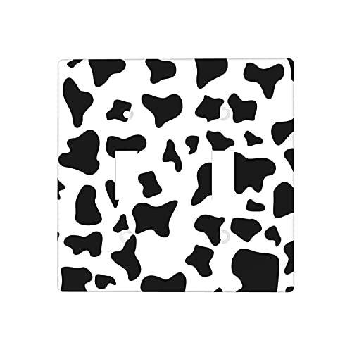Xrelzrs Double Toggle Light Switch Cover Decorative 2 Gang Wall Plate Funny Lightswitch Wallplate 4.5 X 4.5 Inch Standard Size Black And White Cow Print, Black And White Wall Plate (Sintole) #TOP28