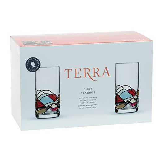 ART ESCUDELLERS Vasos de Chupito Originales Artesanales y Pintadas a Mano por Artistas Europeos de Cristal, Colección Terra