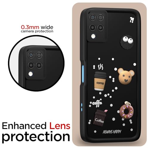 Image of Bintage Cute Fun Taddy| 3D Ball Bear| Donut| Coffee Rubber Case Full Body & Camera Protection Back Cover Compatible for Samsung Galaxy M32 4G - Black