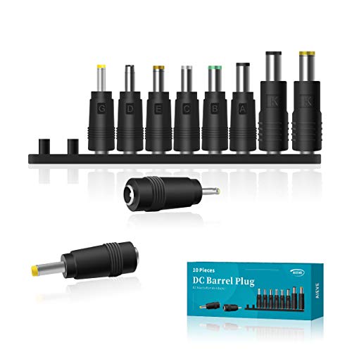 AIEVE Holle stekker, 10 stuks DC stekkers vrouwelijk naar mannelijke 5,5 x 2,1 mm adapter bus set accessoires compatibel met HP/Dell/ASUS/Lenovo/Acer en andere laptop en notebook