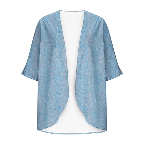 Lightweight Cardigan for Big Kids 2025 Fall Graphic Printed 3/4 Sleeve Open Front Comfy Vacation Shrugs 3-14 Years4