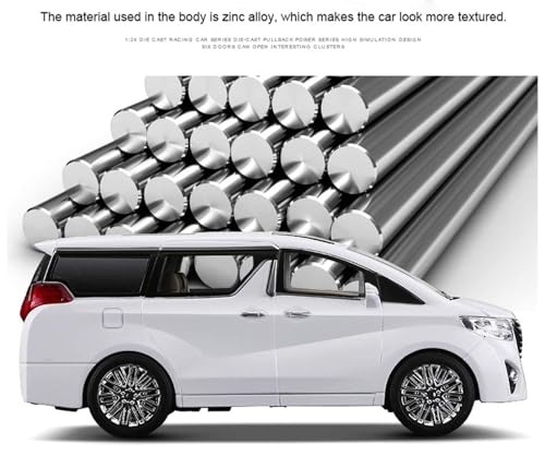 Image of 1:32 Toyota Alphard Vehicle Toy Alloy Die Cast Metal Car Model Diecast Metal Car with Light Sound Openable Door Pullback Toy Car for Kids. (White)