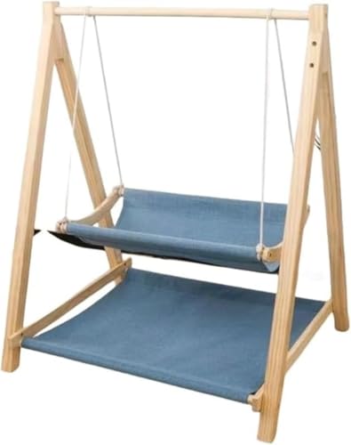 CokBluペットハンモック 猫用スイング 無垢材ハンギングバスケット オールシーズン猫の巣 ユニバーサルペットベッド