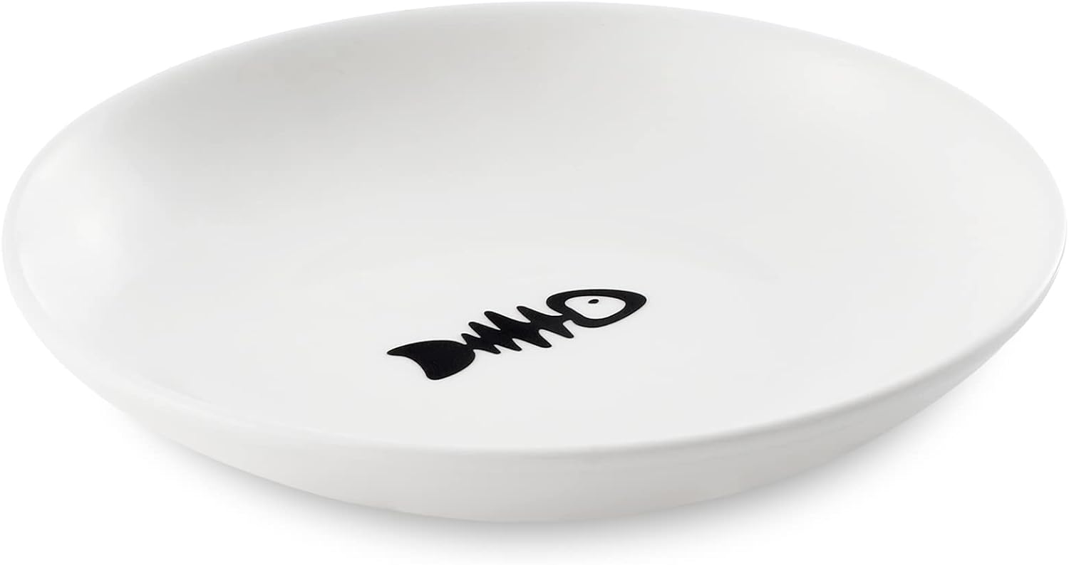 Peppapet Ceramic Cat Food Plates: Cat Wet Food Bowls/Whisker Fatigue Cat Dishes & Shallow Bowls for Kittens and Small Animals