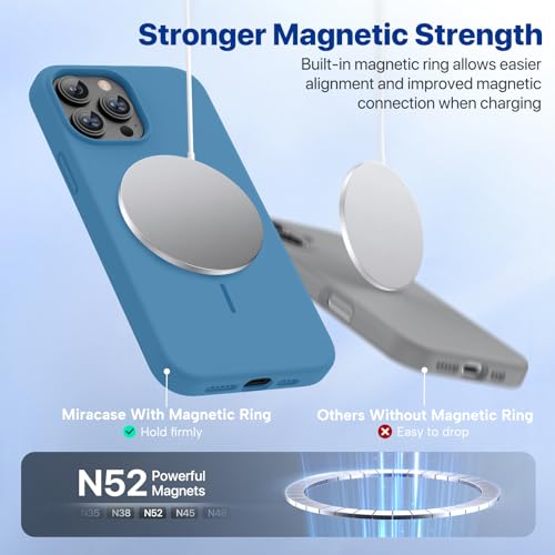 Image of Miracase Magnetic for iPhone 13 Pro Max Case, [Soft Anti-Scratch Microfiber Lining], Compatible with MagSafe, Liquid Silicone Shockproof Drop Protection Phone Case for 13 Pro Max, Capri Blue