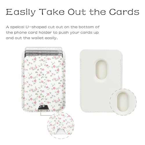 Image of Magnetic Card Holder Wallet for MagSafe, MagSafe Wallet Compatible with iPhone 16 /15 /14 /13 /12 Series, Card Holder Wallet Fit 3 Cards (Pink Floral)