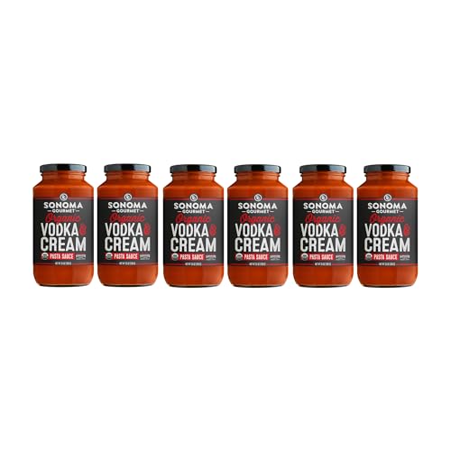 Sonoma Gourmet Vodka & Cream Pasta Sauce | USDA Organic, Non-GMO, No Sugar Added | Made With Fresh Ingredients | 25 Ounce Jars (Pack of 6)