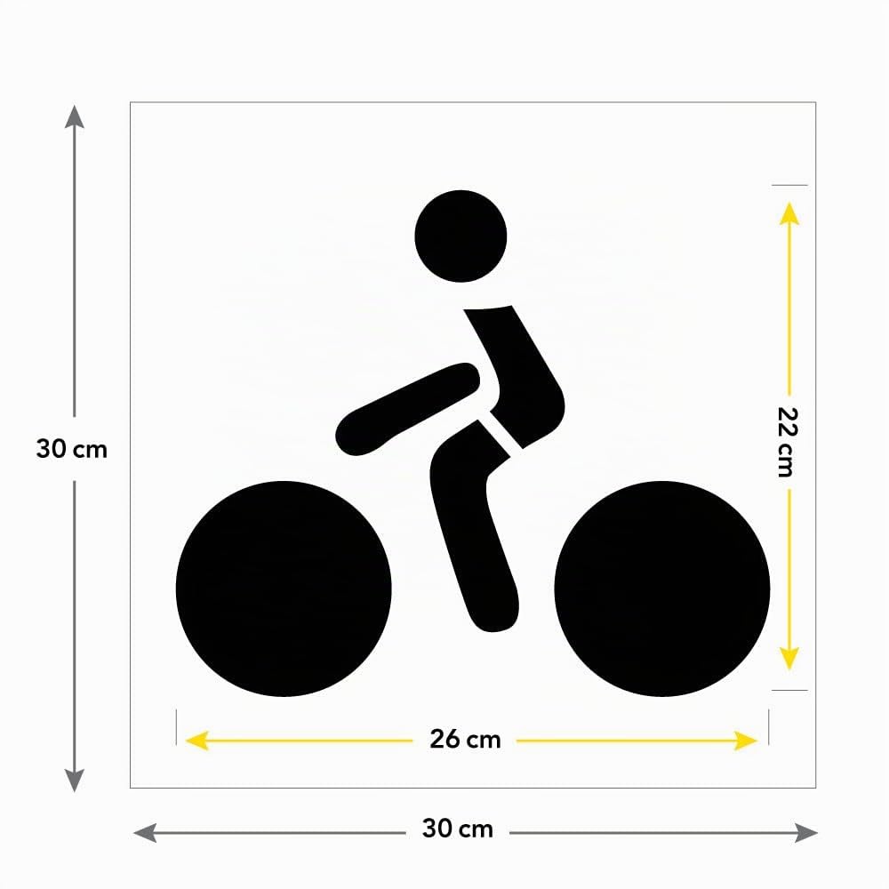 Signaletique.biz Pochoir Piste Cyclable en PVC 5 mm pour Marquage au Sol, 300 x 300 mm avec Pictogramme Vélo 260 x 221 mm