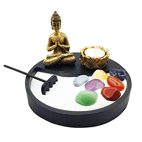 Combo Jardim Zen + Buda + Castiçal + Vela + Pedras dos Chakras