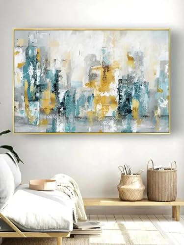 Grande décoration murale acrylique premium avec reliefs dorés sur toile 70x100cm