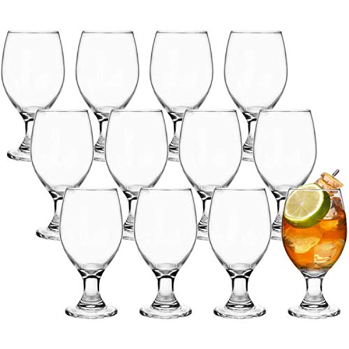 Bekith 12 Pack Goblet Party Glasses, 13-Ounce Classic Beverage Glass Juice Glasses, Clear #TOP1