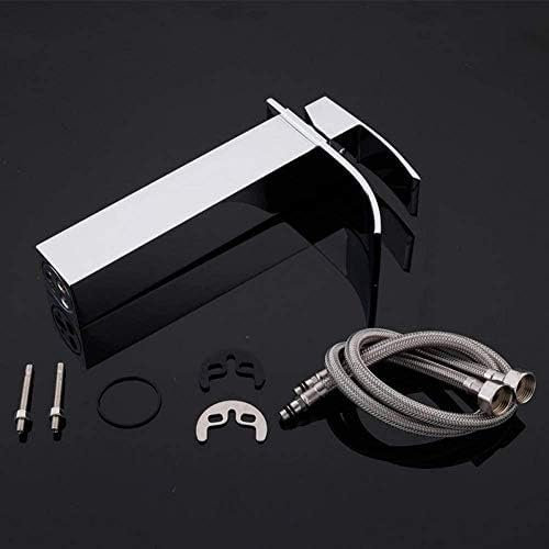 Robinet mitigeur cascade pour lavabo de salle de bains en acier chromé
