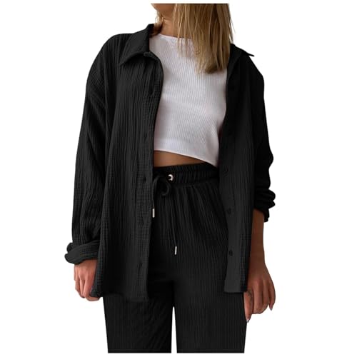 Tenue 2 pièces pour femme avec pantalon fluide et chemisier décontracté
