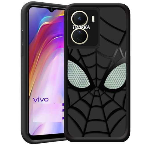 Image of Stylish Spider Back Case Cover Compatible for Vivo V29e 5G | Spidey Face Mask Case | Soft Silicone | Camera & Full Body Protection | Shock Proof | (Black)