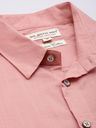 Image of Majestic Man Men Slim Fit Pure Cotton Solid Half Sleeve Casual Shirt