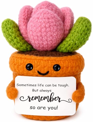 MAMAGIFTREE Crochet Succulent Gift – “Life’s Tough, So are You” Encouragement Keepsake for Women, Best Friend, Cheer Up Thinking of You Gift