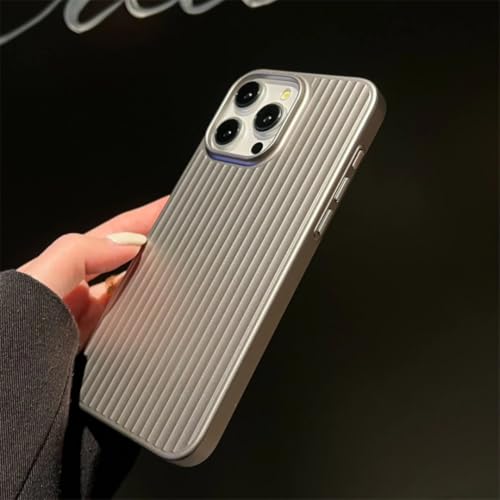 Coque iPhone 16 Pro luxe argentée à rayures métallisées chic et mate - 3