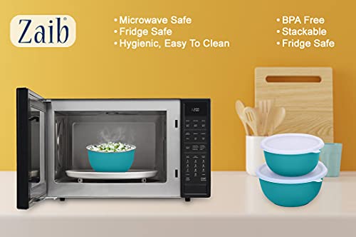 Image of Zaib Microwave Safe Stainless Steel Mixing Bowl Set with Lids | 500ml, 750ml, 1250ml | Kitchen Food Storage Containers | Pack of 3 (Plain Turquoise 3)
