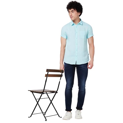 Image of Spykar Men's Regular Fit N /A Half Sleeve Solid Casual Shirts