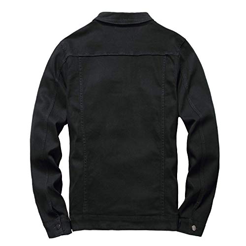 Image of Mens Denim Jacket Ripped Slim Jean Jacket Coat for Men