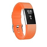 POY Replacement Bands Compatible for Fitbit Charge 2, Classic & Special Edition Sport Wristbands, Orange Large, 1PC