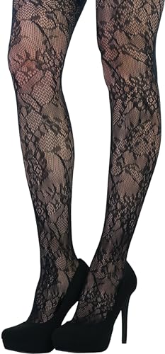 Image of ToBeInStyle Women's Elegant Floral Lace Inspired Spandex Net Full Length Tights